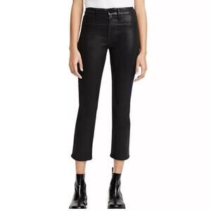 NWT Jen7 by 7 For All Mankind Coated Straight Ankle Jeans in Black Coat Size 12